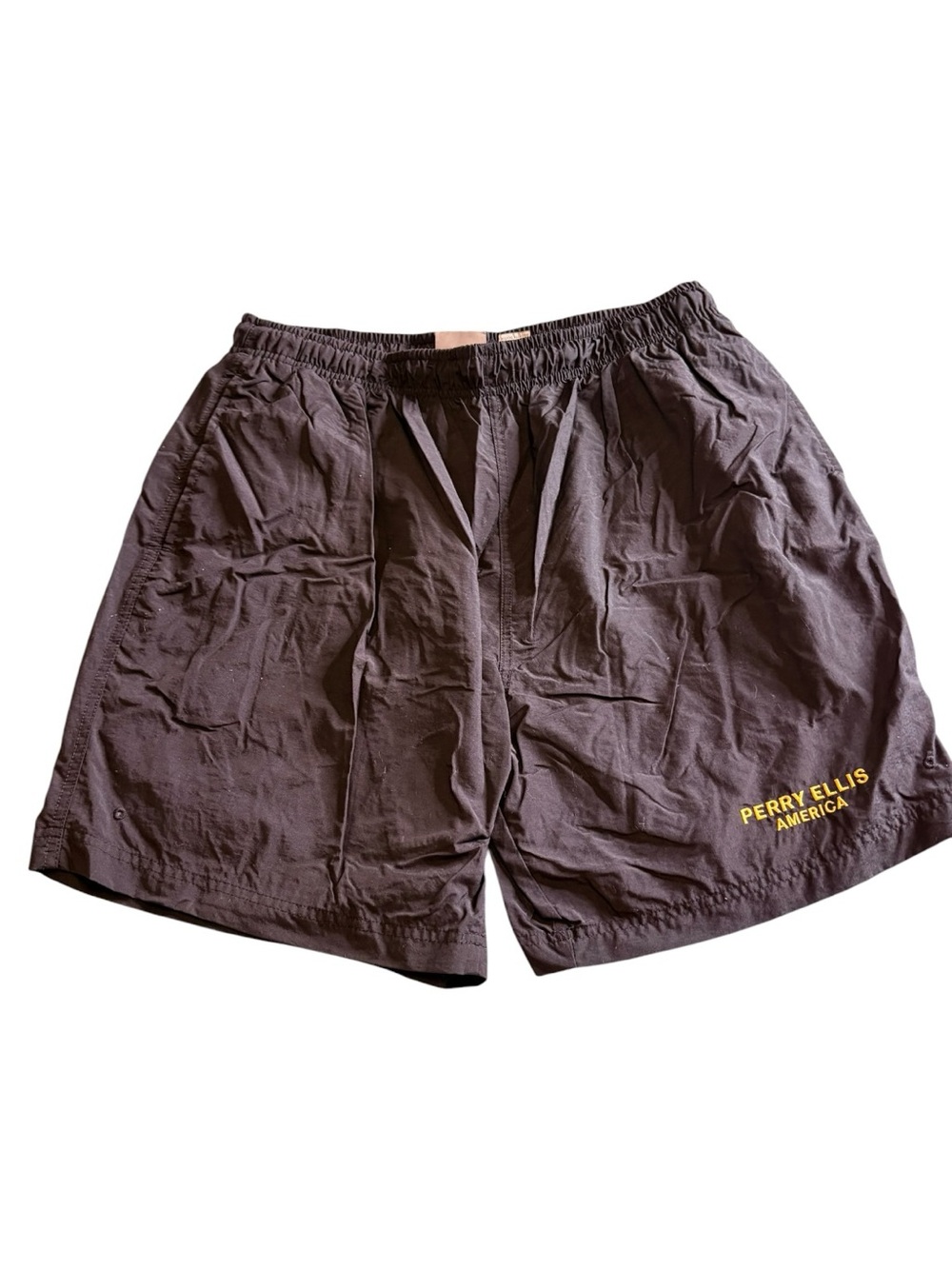 Perry Ellis America Swim Trunks L Black Yellow
